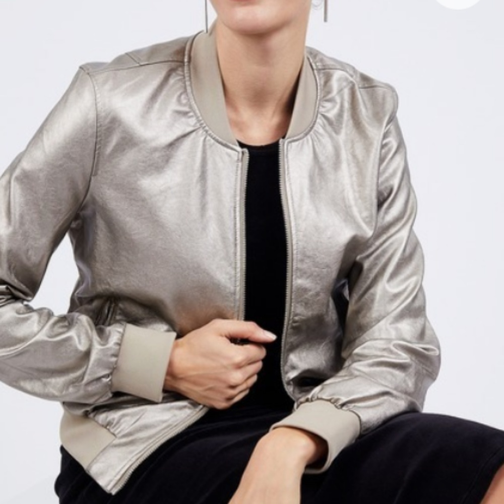 Catherine Malandrino Metallic Bomber Jacket